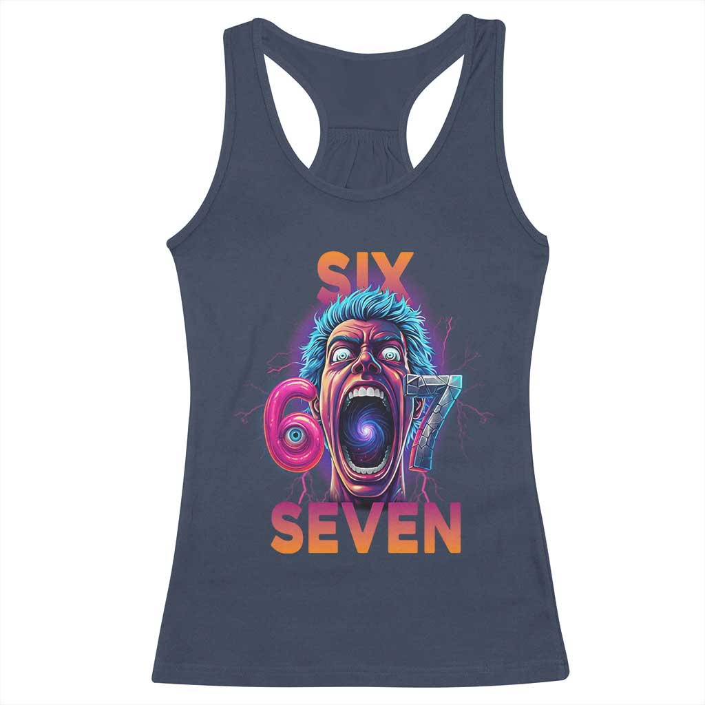 Mason 67 Chaos Edition Racerback Tank Top Psychedelic Screaming Six Seven Meme - Wonder Print Shop