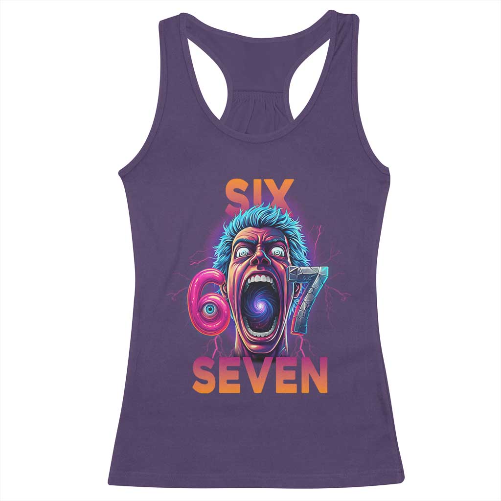 Mason 67 Chaos Edition Racerback Tank Top Psychedelic Screaming Six Seven Meme - Wonder Print Shop