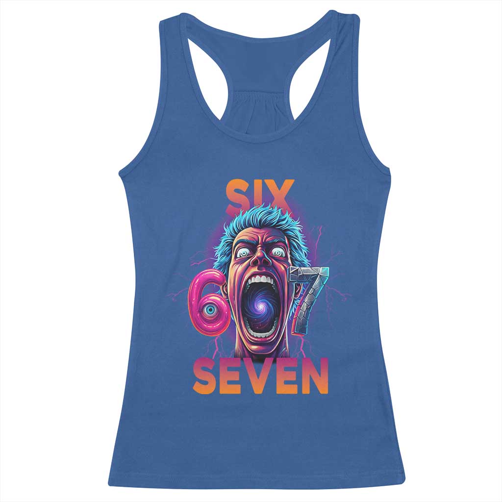 Mason 67 Chaos Edition Racerback Tank Top Psychedelic Screaming Six Seven Meme - Wonder Print Shop