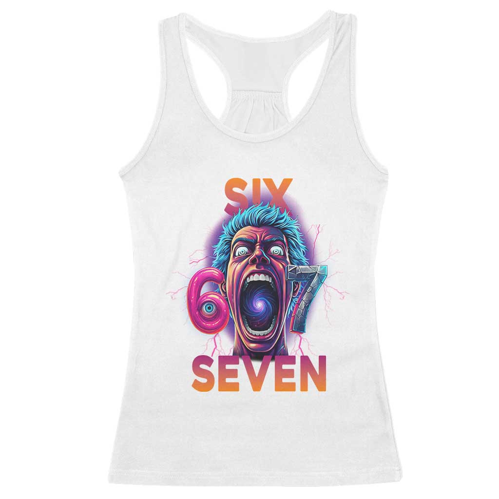 Mason 67 Chaos Edition Racerback Tank Top Psychedelic Screaming Six Seven Meme - Wonder Print Shop