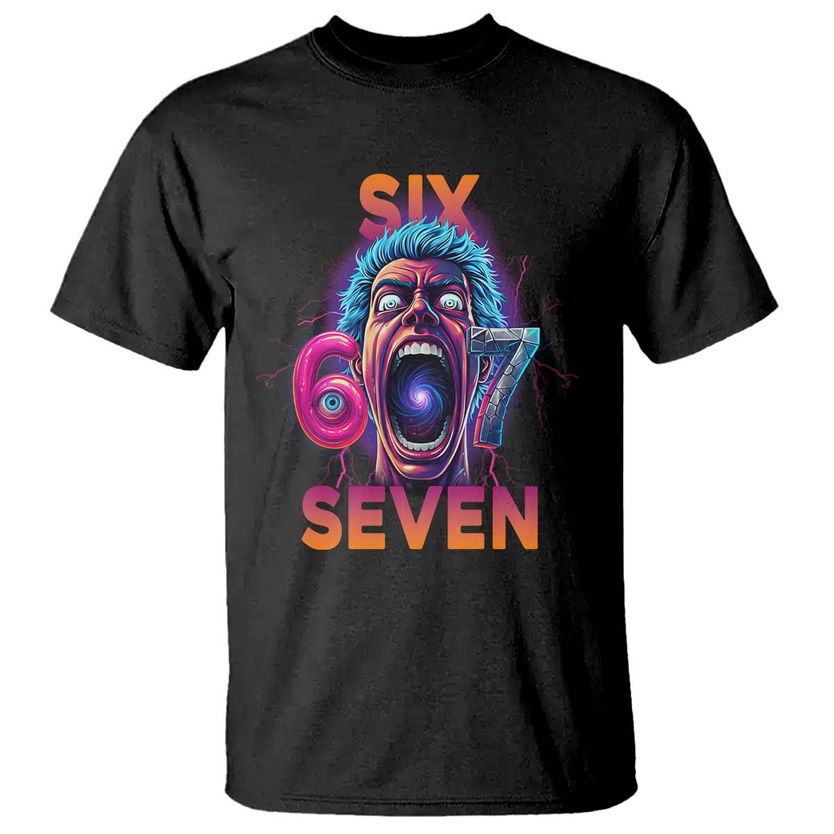 Mason 67 Chaos Edition T Shirt Psychedelic Screaming Six Seven Meme - Wonder Print Shop