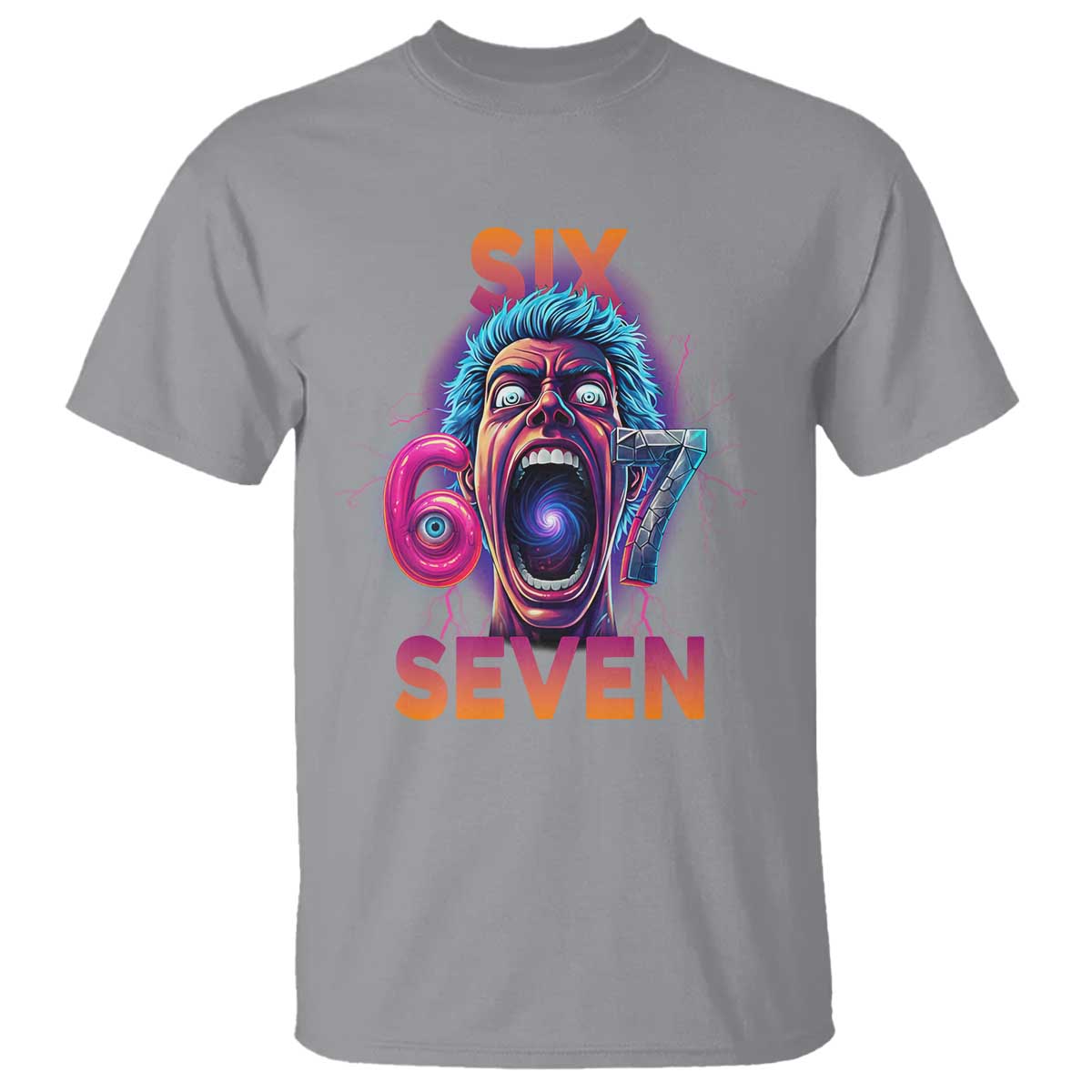 Mason 67 Chaos Edition T Shirt Psychedelic Screaming Six Seven Meme - Wonder Print Shop