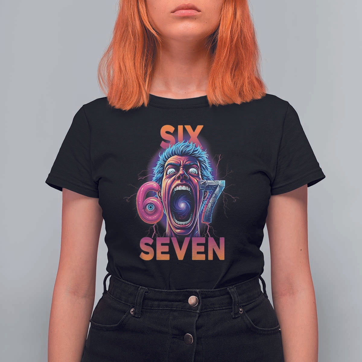 Mason 67 Chaos Edition T Shirt For Women Psychedelic Screaming Six Seven Meme - Wonder Print Shop