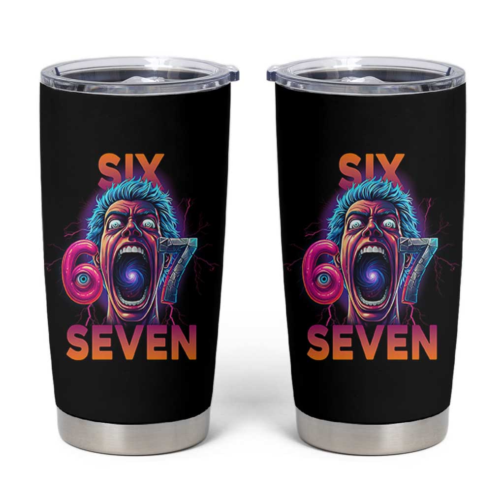 Mason 67 Chaos Edition Tumbler Cup Psychedelic Screaming Six Seven Meme - Wonder Print Shop