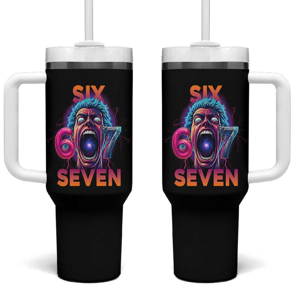 Mason 67 Chaos Edition Tumbler With Handle Psychedelic Screaming Six Seven Meme - Wonder Print Shop