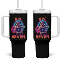 Mason 67 Chaos Edition Tumbler With Handle Psychedelic Screaming Six Seven Meme - Wonder Print Shop