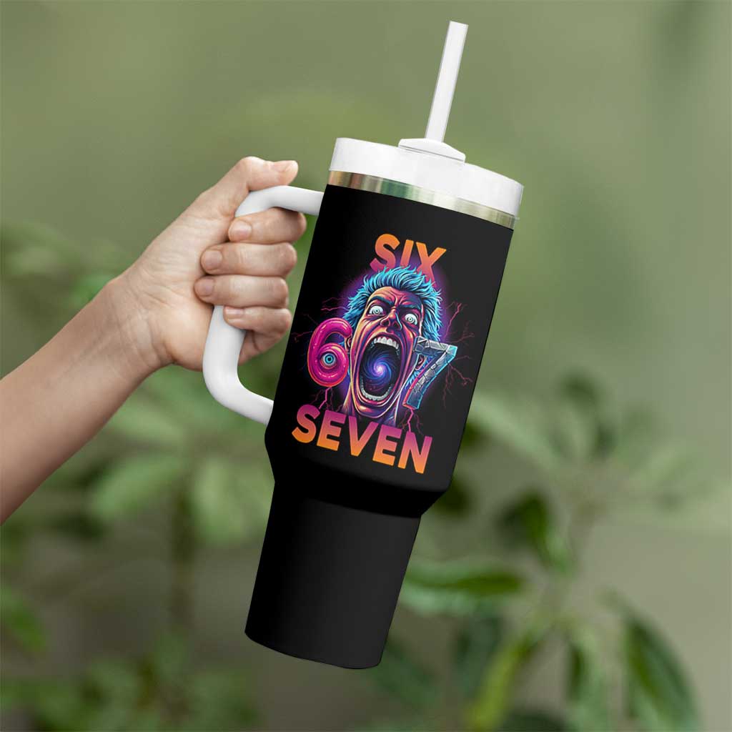 Mason 67 Chaos Edition Tumbler With Handle Psychedelic Screaming Six Seven Meme - Wonder Print Shop