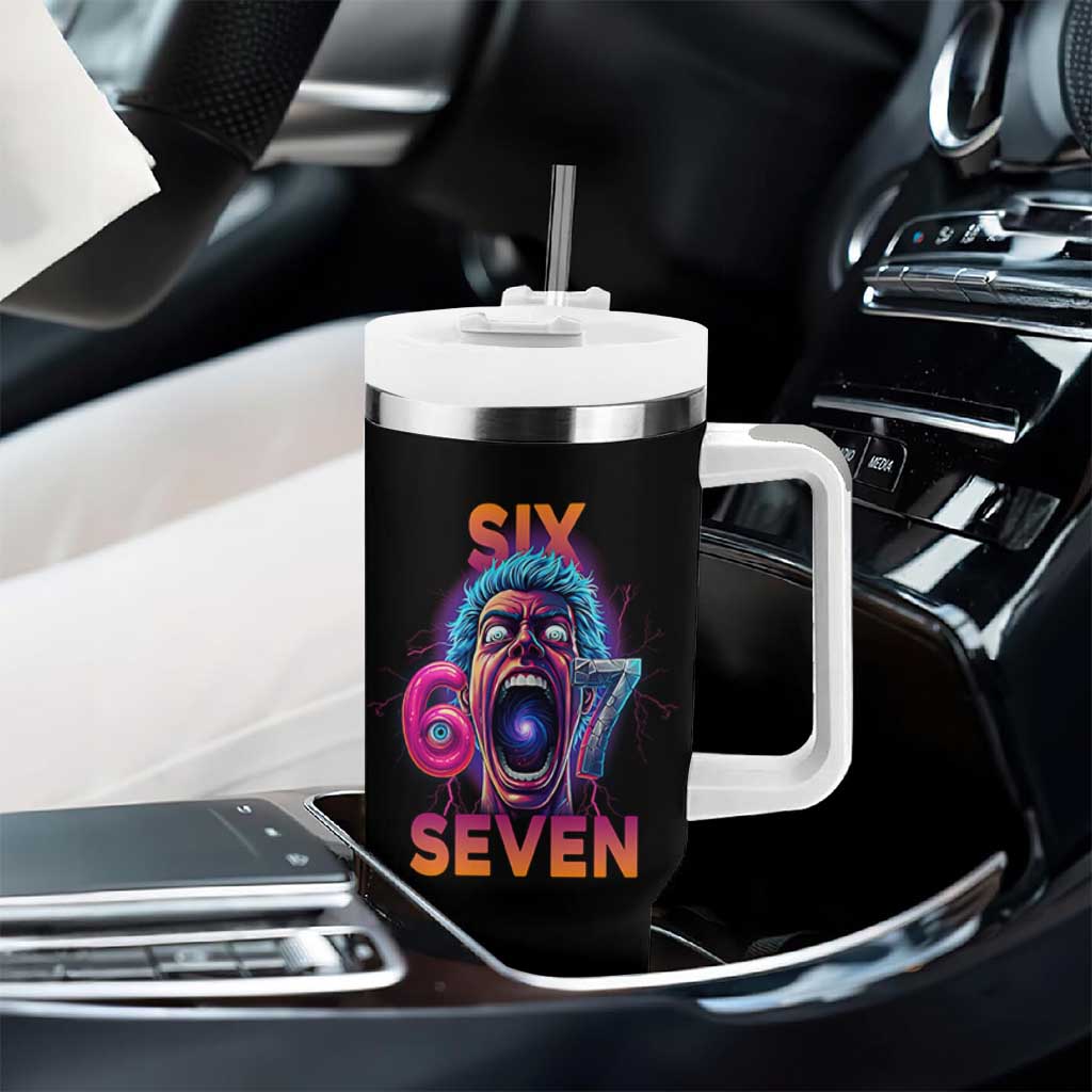 Mason 67 Chaos Edition Tumbler With Handle Psychedelic Screaming Six Seven Meme - Wonder Print Shop
