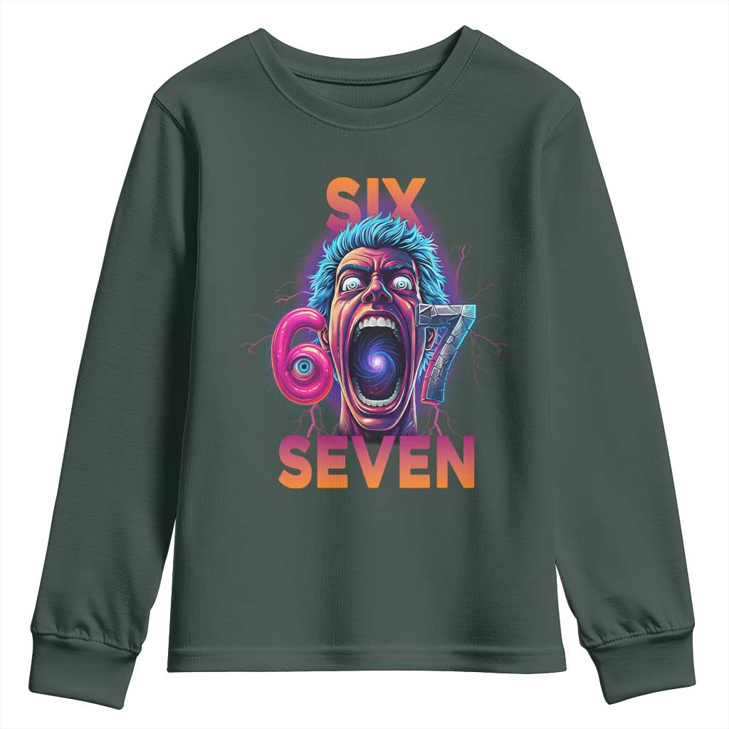 Mason 67 Chaos Edition Youth Sweatshirt Psychedelic Screaming Six Seven Meme - Wonder Print Shop