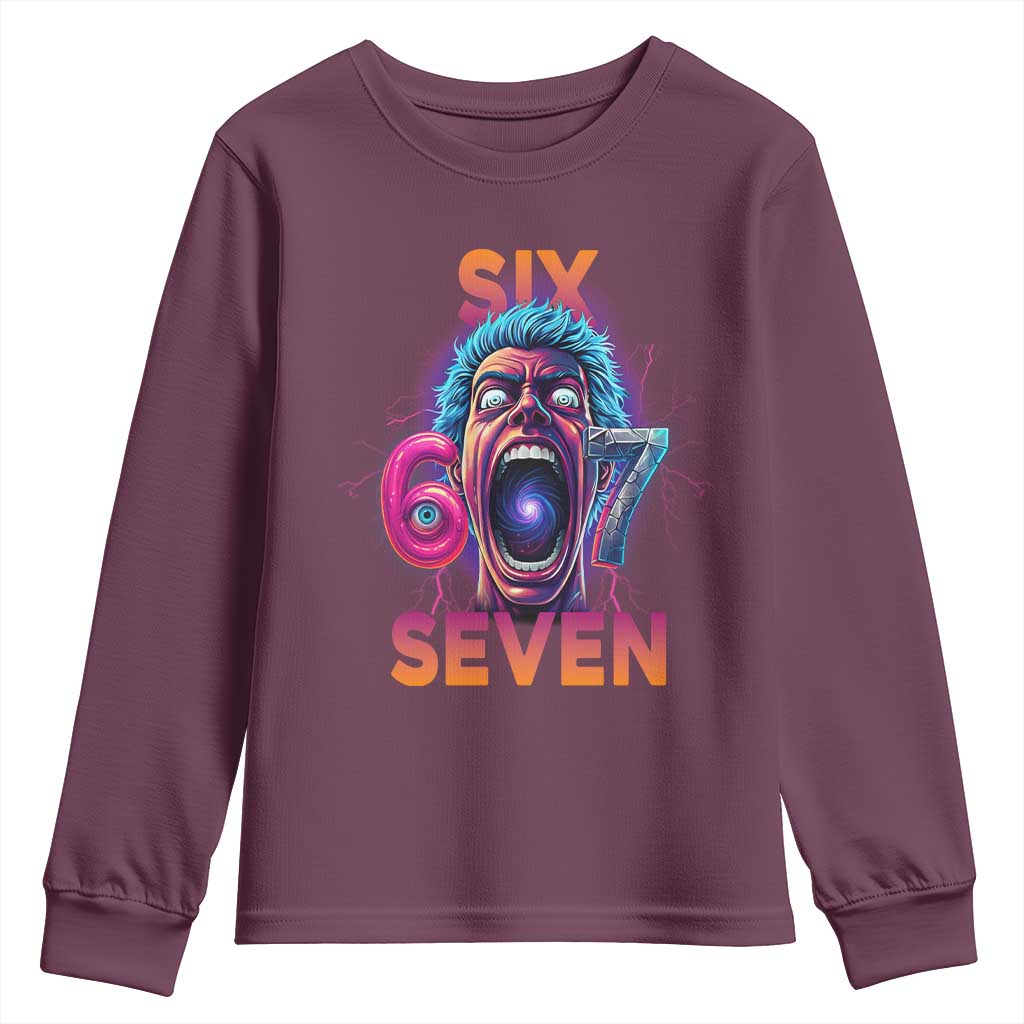 Mason 67 Chaos Edition Youth Sweatshirt Psychedelic Screaming Six Seven Meme - Wonder Print Shop