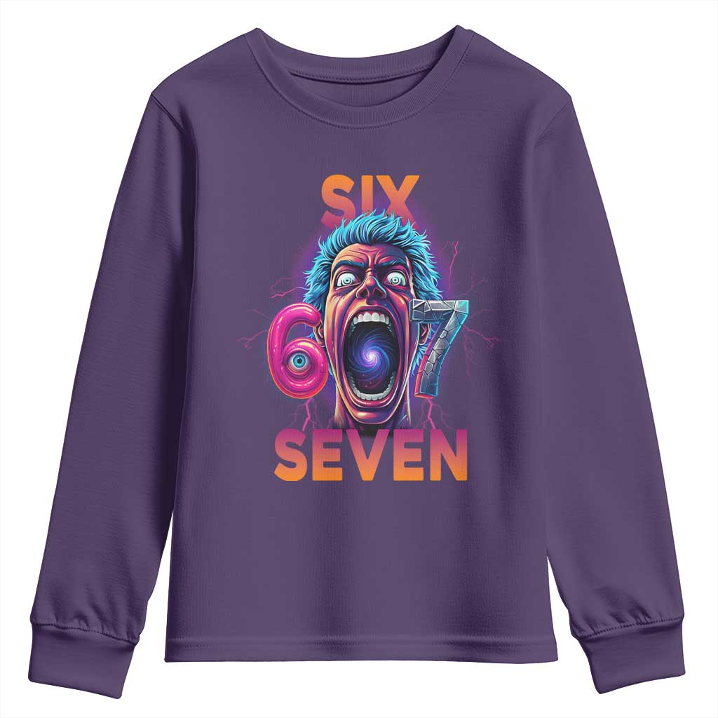 Mason 67 Chaos Edition Youth Sweatshirt Psychedelic Screaming Six Seven Meme - Wonder Print Shop