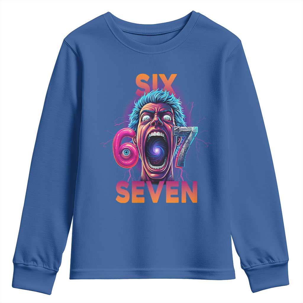 Mason 67 Chaos Edition Youth Sweatshirt Psychedelic Screaming Six Seven Meme - Wonder Print Shop