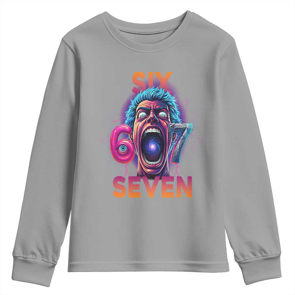 Mason 67 Chaos Edition Youth Sweatshirt Psychedelic Screaming Six Seven Meme - Wonder Print Shop