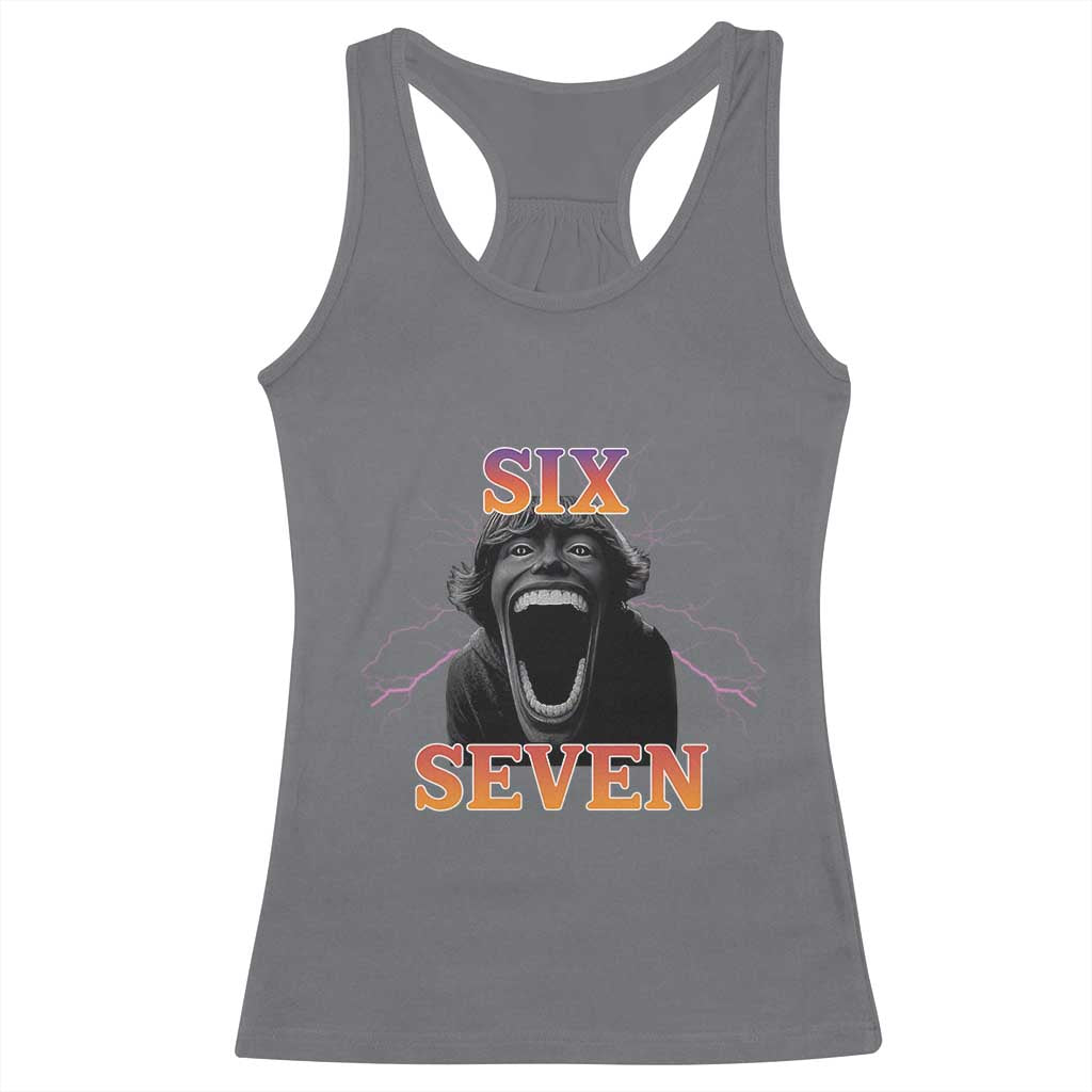 Mason 67 Kid Meme Racerback Tank Top Devil Edit Viral Six Seven Scream - Wonder Print Shop