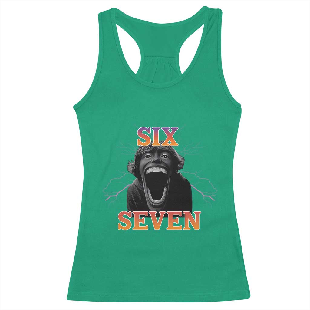 Mason 67 Kid Meme Racerback Tank Top Devil Edit Viral Six Seven Scream - Wonder Print Shop