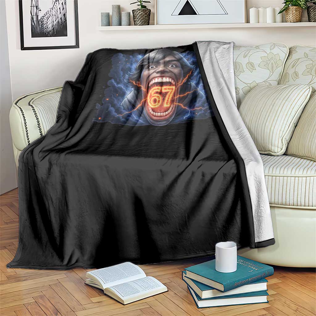 Screaming Mason 67 Kid Meme Throw Blanket Six Seven Viral Devil Transformation Horror Edit - Wonder Print Shop