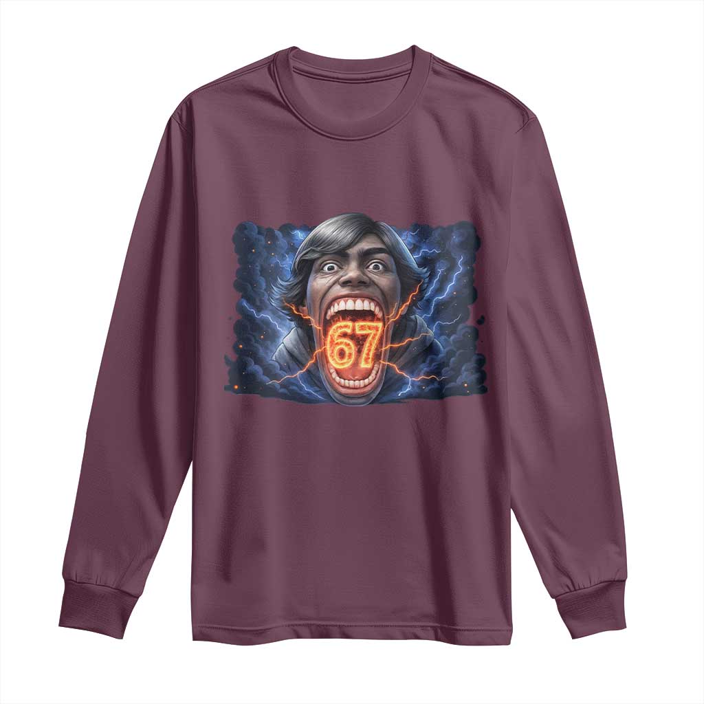 Screaming Mason 67 Kid Meme Long Sleeve Shirt Six Seven Viral Devil Transformation Horror Edit - Wonder Print Shop