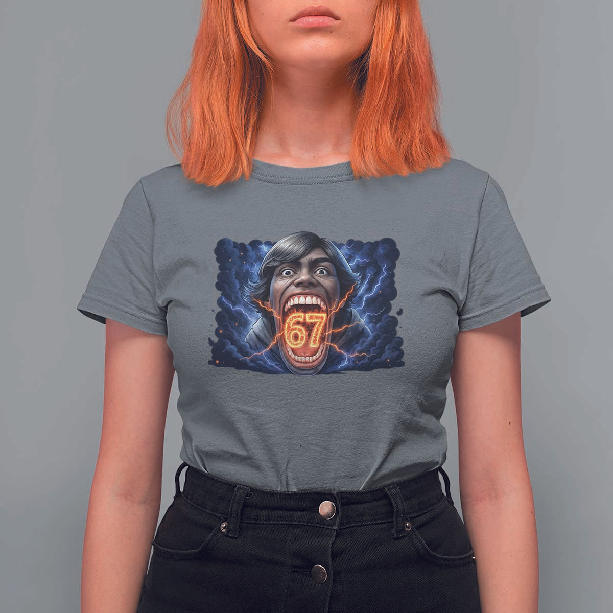 Screaming Mason 67 Kid Meme T Shirt For Women Six Seven Viral Devil Transformation Horror Edit - Wonder Print Shop