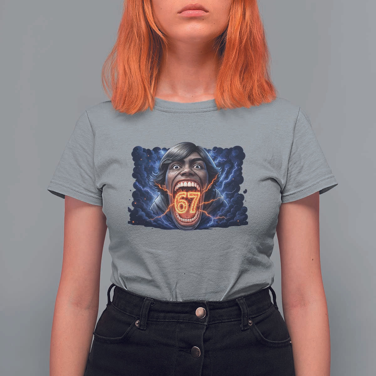 Screaming Mason 67 Kid Meme T Shirt For Women Six Seven Viral Devil Transformation Horror Edit - Wonder Print Shop