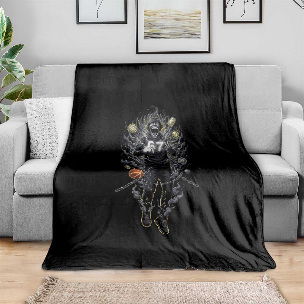 Mason 67 Energy Overload Throw Blanket Six Seven Meme Lightning Horror Devil Edit - Wonder Print Shop