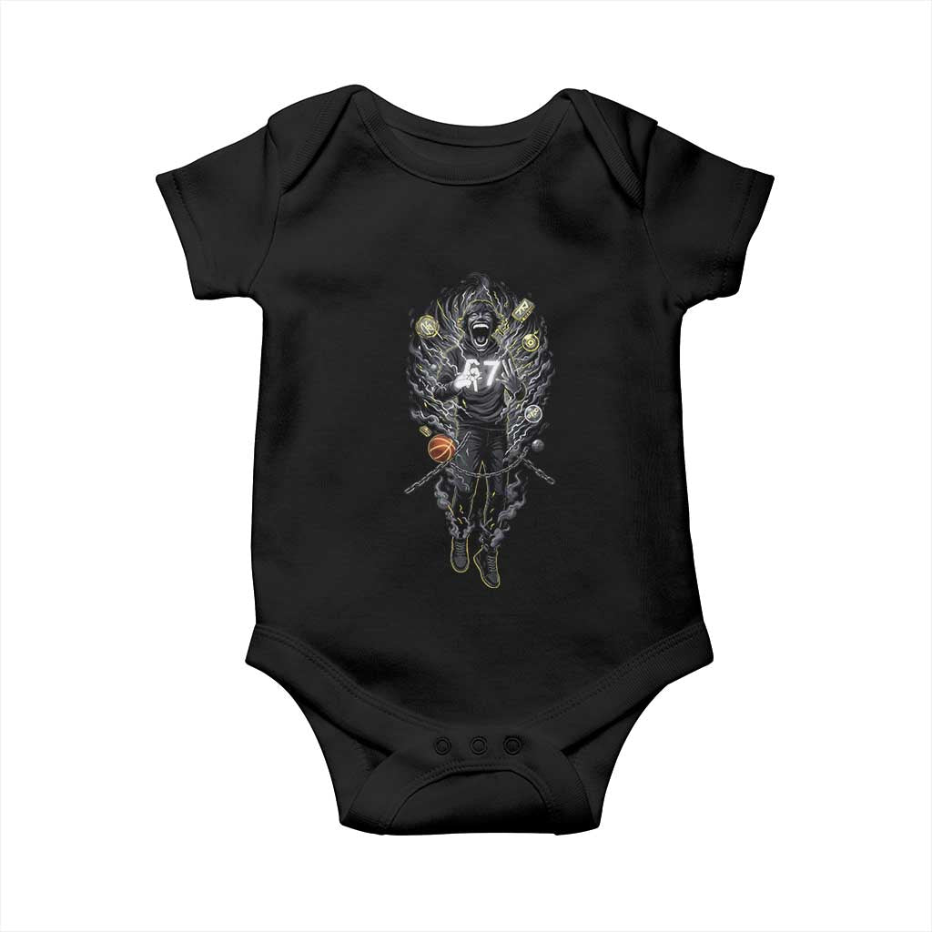 Mason 67 Energy Overload Baby Onesie Six Seven Meme Lightning Horror Devil Edit - Wonder Print Shop