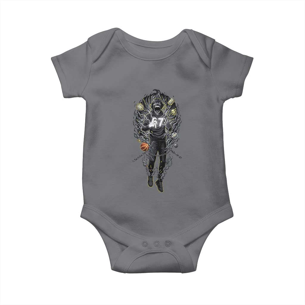 Mason 67 Energy Overload Baby Onesie Six Seven Meme Lightning Horror Devil Edit - Wonder Print Shop