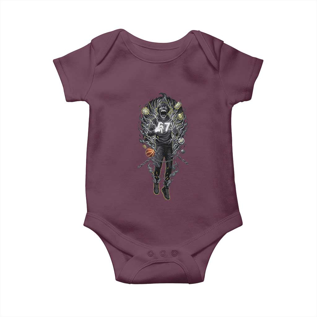 Mason 67 Energy Overload Baby Onesie Six Seven Meme Lightning Horror Devil Edit - Wonder Print Shop