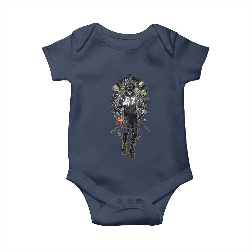Mason 67 Energy Overload Baby Onesie Six Seven Meme Lightning Horror Devil Edit - Wonder Print Shop