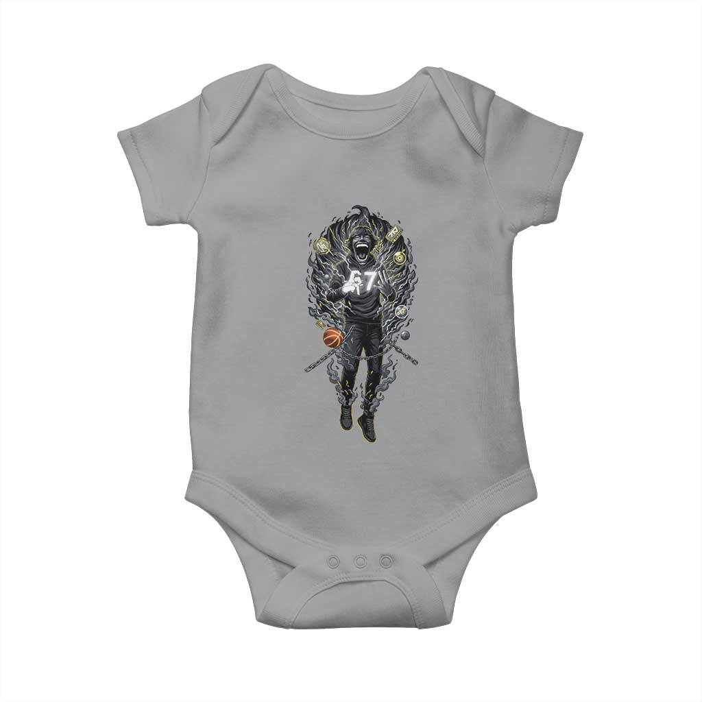 Mason 67 Energy Overload Baby Onesie Six Seven Meme Lightning Horror Devil Edit - Wonder Print Shop