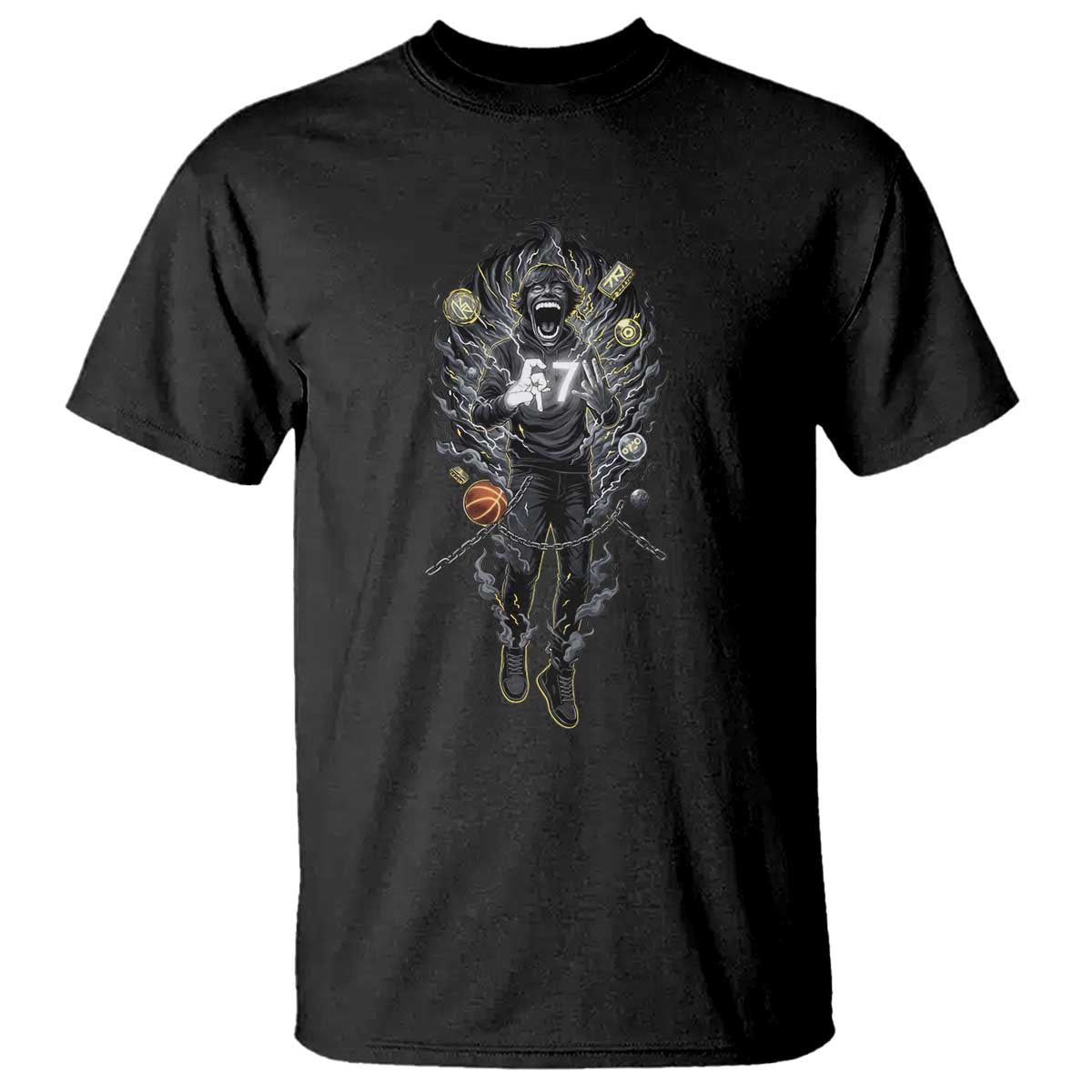 Mason 67 Energy Overload T Shirt Six Seven Meme Lightning Horror Devil Edit - Wonder Print Shop