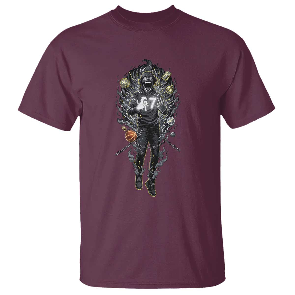 Mason 67 Energy Overload T Shirt Six Seven Meme Lightning Horror Devil Edit - Wonder Print Shop