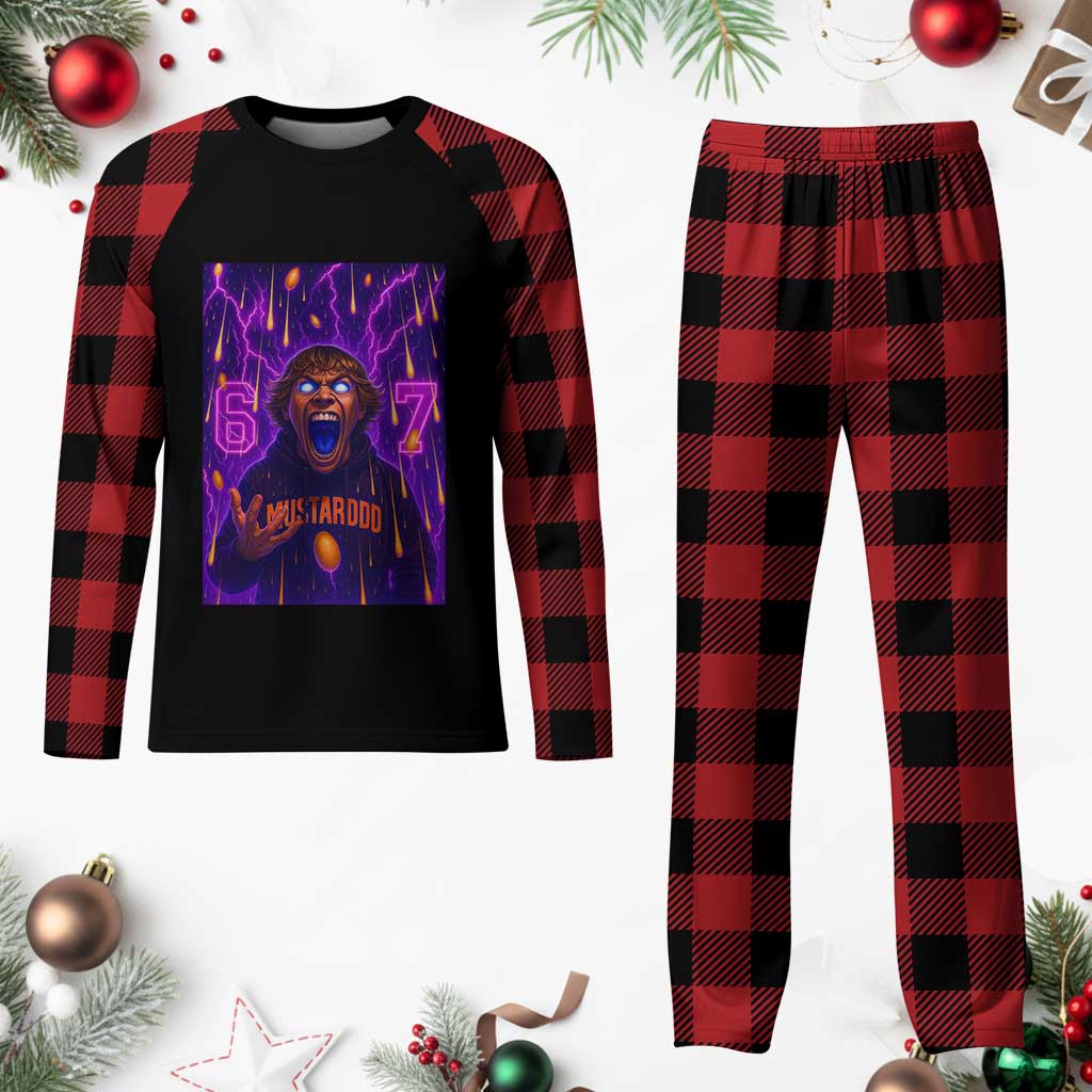 Mason 67 Meme Graphic Plaid Pajama Set Glowing Eyes Devil Edit 6 7 Viral Six Seven Scream - Wonder Print Shop