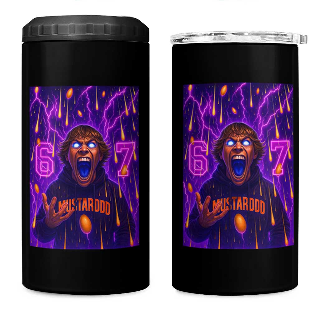 Mason 67 Meme Graphic 4 in 1 Can Cooler Tumbler Glowing Eyes Devil Edit 6 7 Viral Six Seven Scream - Wonder Print Shop