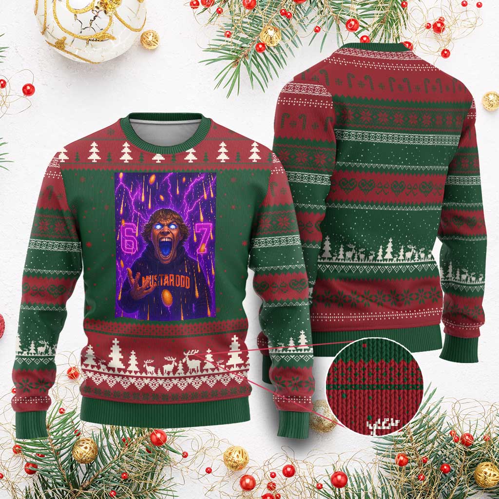 Mason 67 Meme Graphic Ugly Christmas Sweater Glowing Eyes Devil Edit 6 7 Viral Six Seven Scream - Wonder Print Shop