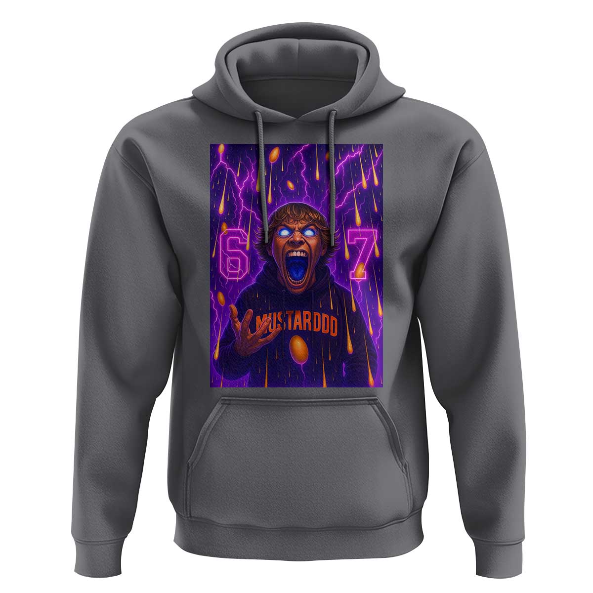 Mason 67 Meme Graphic Hoodie Glowing Eyes Devil Edit 6 7 Viral Six Seven Scream - Wonder Print Shop