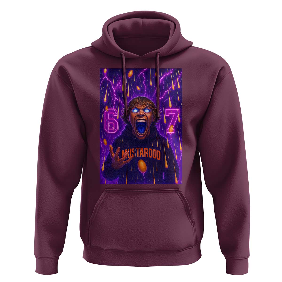 Mason 67 Meme Graphic Hoodie Glowing Eyes Devil Edit 6 7 Viral Six Seven Scream - Wonder Print Shop
