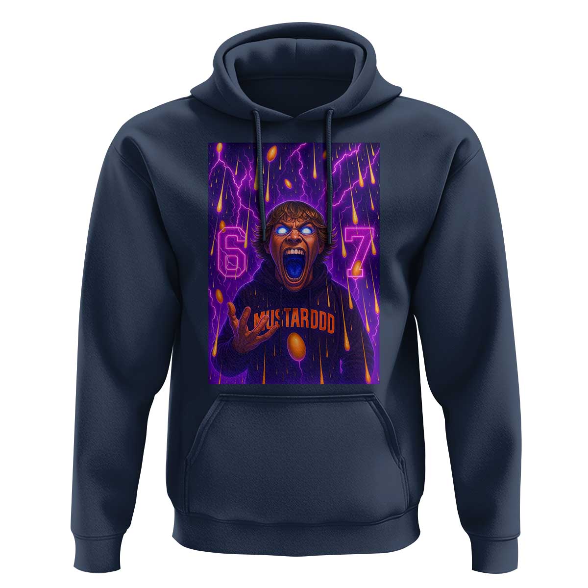 Mason 67 Meme Graphic Hoodie Glowing Eyes Devil Edit 6 7 Viral Six Seven Scream - Wonder Print Shop