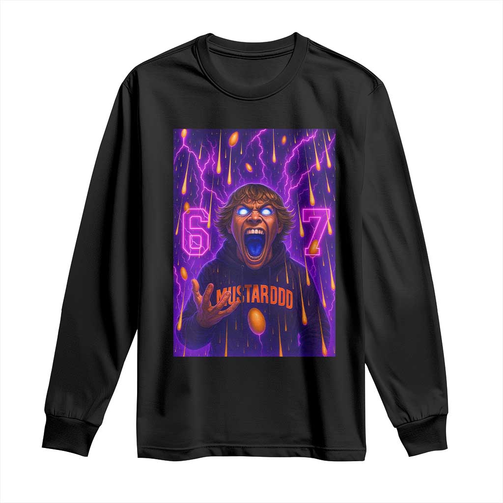 Mason 67 Meme Graphic Long Sleeve Shirt Glowing Eyes Devil Edit 6 7 Viral Six Seven Scream - Wonder Print Shop