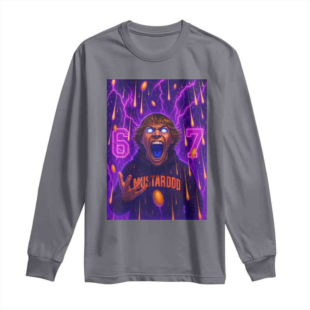 Mason 67 Meme Graphic Long Sleeve Shirt Glowing Eyes Devil Edit 6 7 Viral Six Seven Scream - Wonder Print Shop