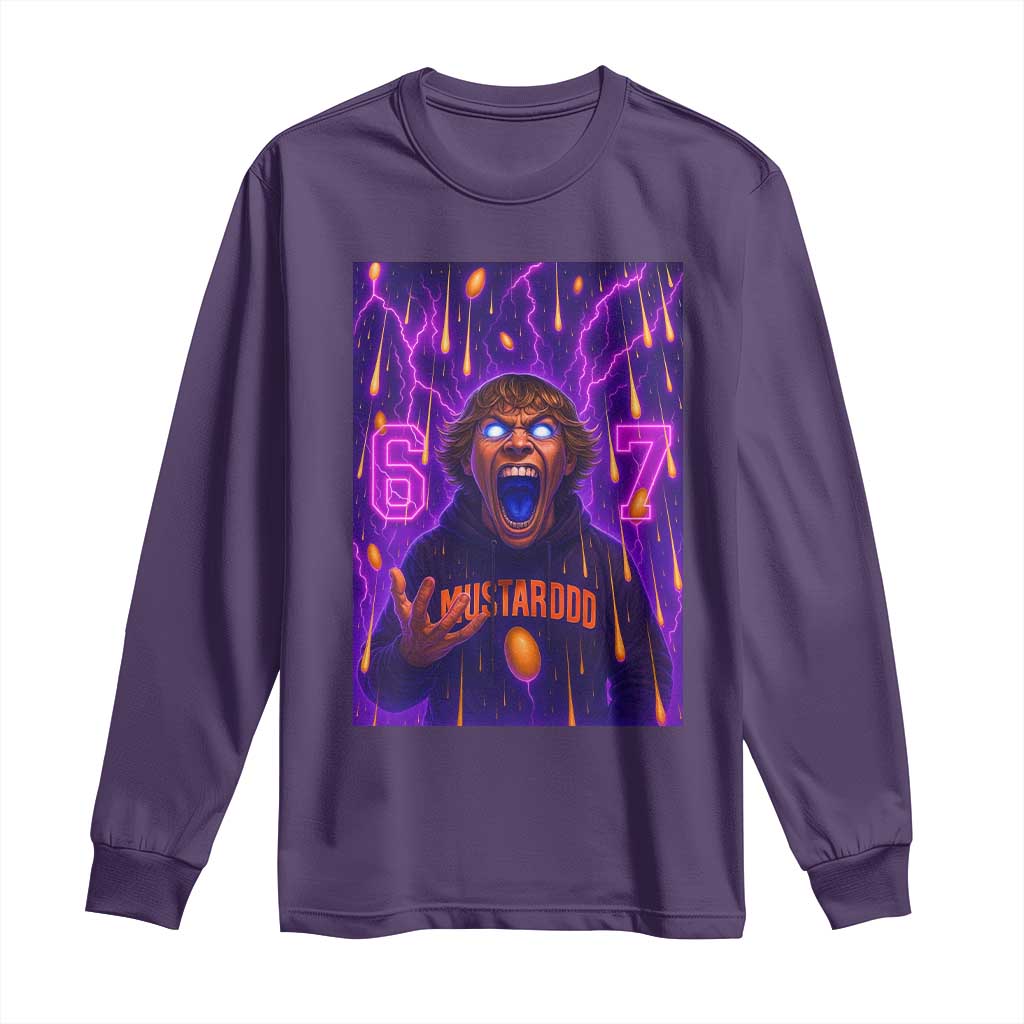Mason 67 Meme Graphic Long Sleeve Shirt Glowing Eyes Devil Edit 6 7 Viral Six Seven Scream - Wonder Print Shop
