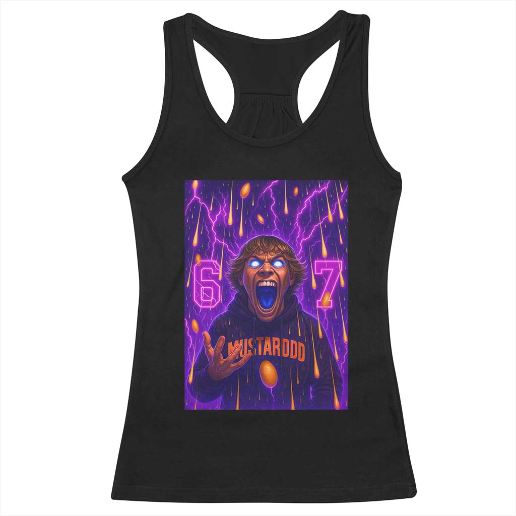 Mason 67 Meme Graphic Racerback Tank Top Glowing Eyes Devil Edit 6 7 Viral Six Seven Scream - Wonder Print Shop