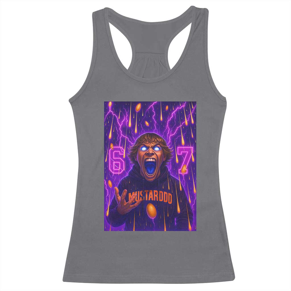Mason 67 Meme Graphic Racerback Tank Top Glowing Eyes Devil Edit 6 7 Viral Six Seven Scream - Wonder Print Shop