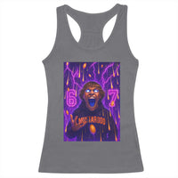 Mason 67 Meme Graphic Racerback Tank Top Glowing Eyes Devil Edit 6 7 Viral Six Seven Scream - Wonder Print Shop