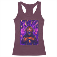 Mason 67 Meme Graphic Racerback Tank Top Glowing Eyes Devil Edit 6 7 Viral Six Seven Scream - Wonder Print Shop