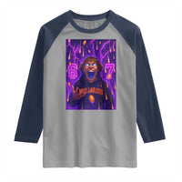 Mason 67 Meme Graphic Raglan Shirt Glowing Eyes Devil Edit 6 7 Viral Six Seven Scream - Wonder Print Shop