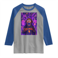 Mason 67 Meme Graphic Raglan Shirt Glowing Eyes Devil Edit 6 7 Viral Six Seven Scream - Wonder Print Shop