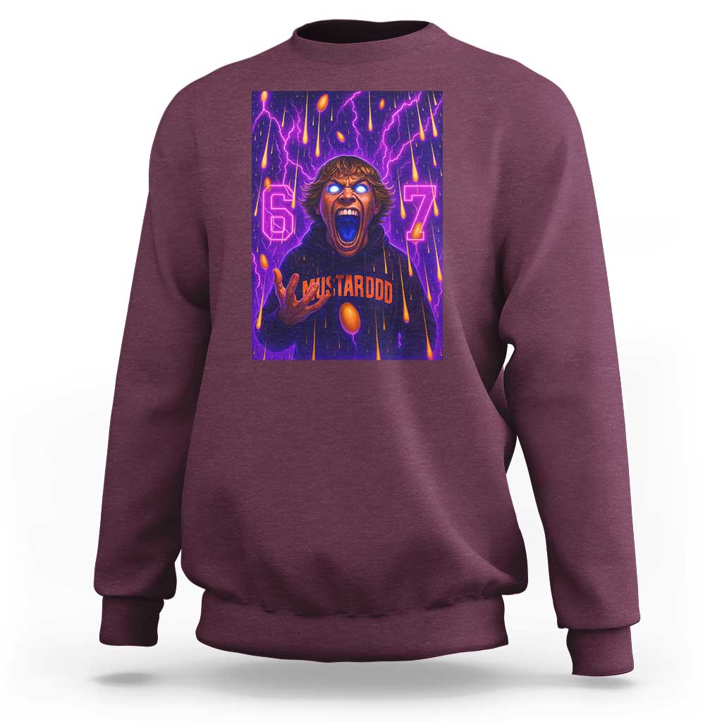 Mason 67 Meme Graphic Sweatshirt Glowing Eyes Devil Edit 6 7 Viral Six Seven Scream - Wonder Print Shop