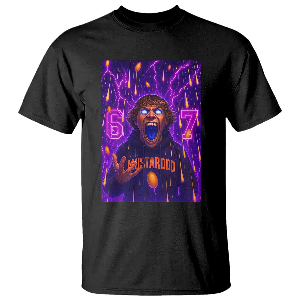 Mason 67 Meme Graphic T Shirt Glowing Eyes Devil Edit 6 7 Viral Six Seven Scream - Wonder Print Shop