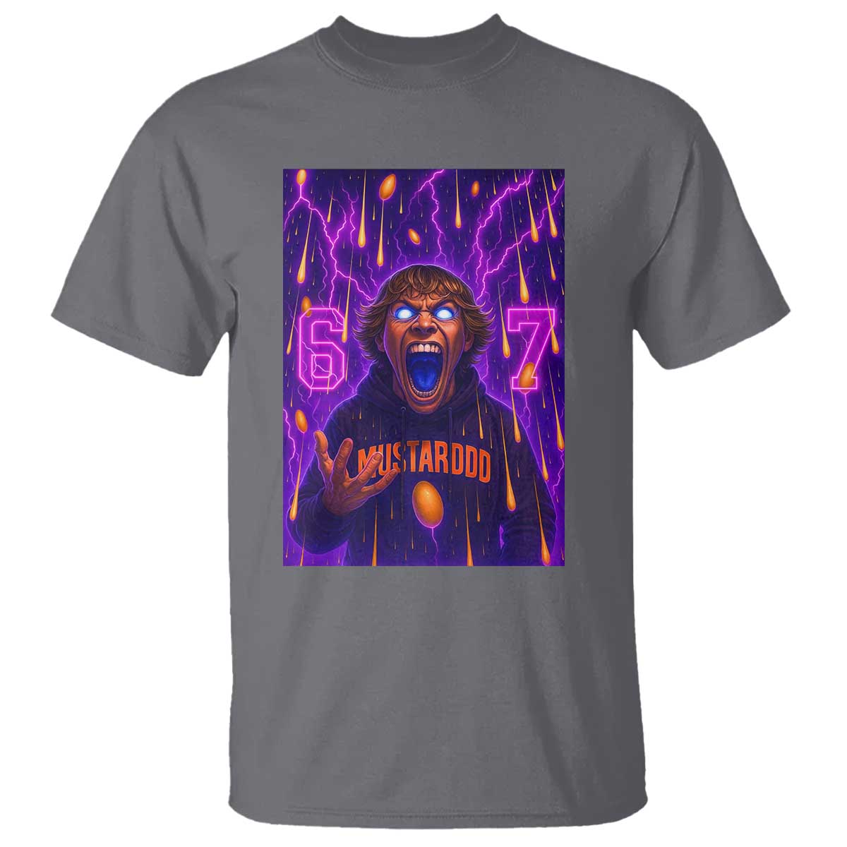 Mason 67 Meme Graphic T Shirt Glowing Eyes Devil Edit 6 7 Viral Six Seven Scream - Wonder Print Shop