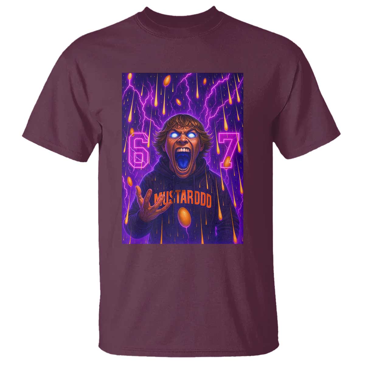 Mason 67 Meme Graphic T Shirt Glowing Eyes Devil Edit 6 7 Viral Six Seven Scream - Wonder Print Shop